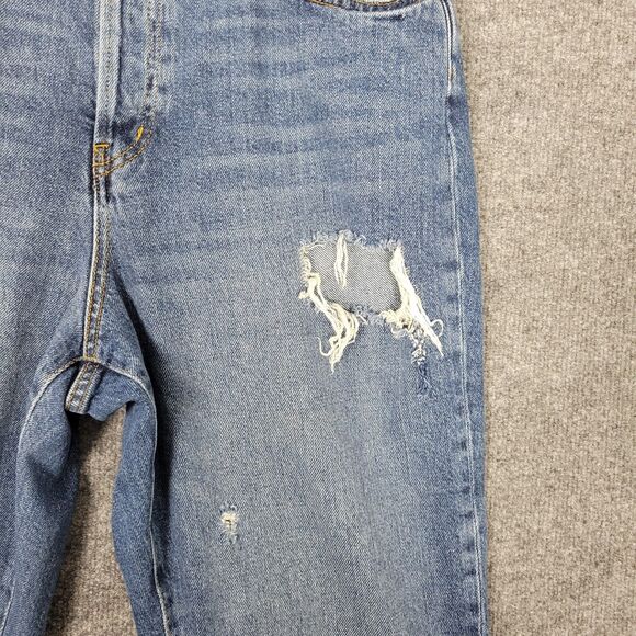 BDG Slim Straight Button Fly Cropped Distressed Denim Blue Jeans SIZE 32 - Picture 5 of 11